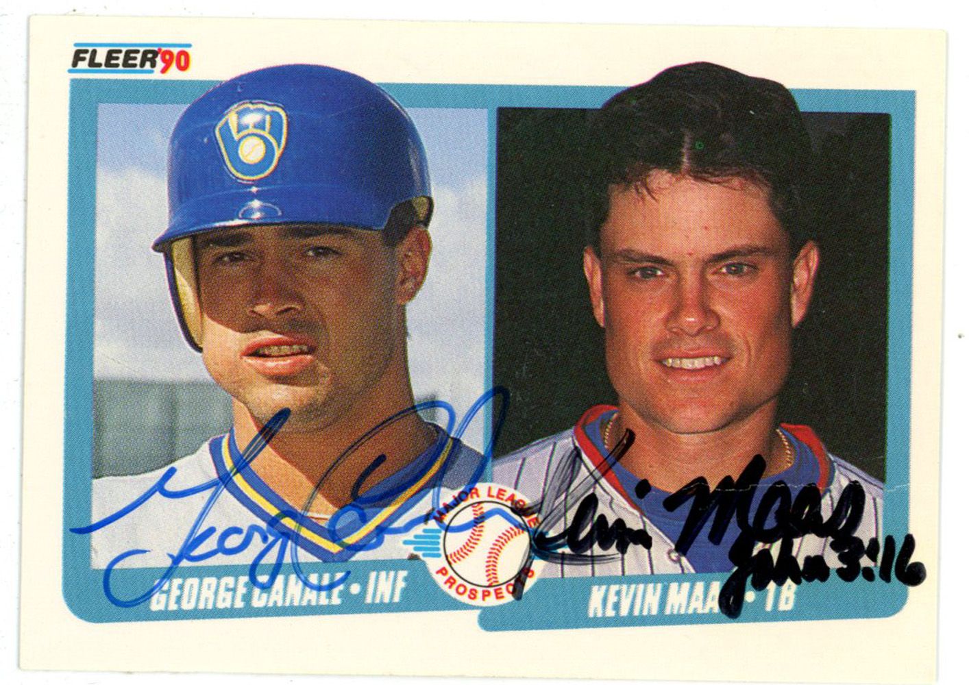 George Canale &amp; Kevin Maas Autographed Yankees/Brewers 1990 Fleer Card
