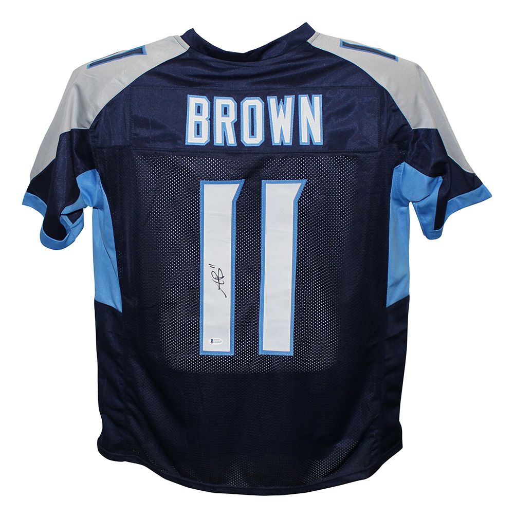 AJ Brown Autographed/Signed Pro Style Blue XL Jersey BAS