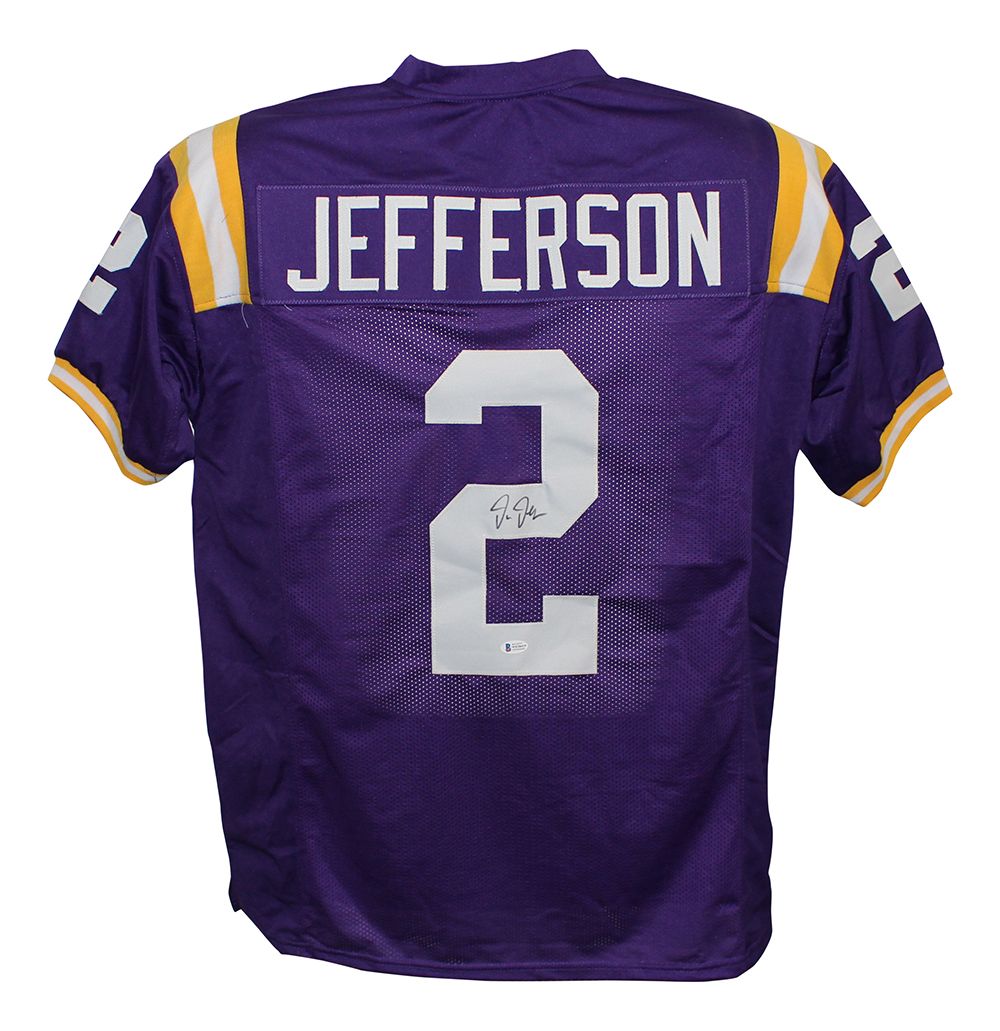 Justin Jefferson Autographed/Signed College Style Purple XL Jersey BAS