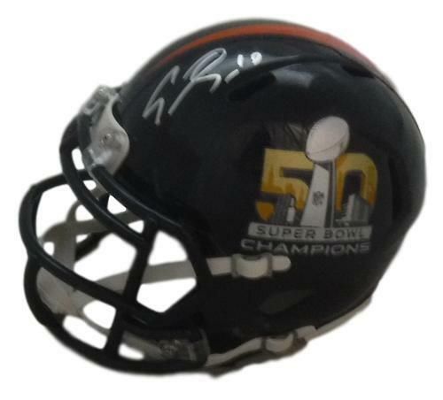 Emmanuel Sanders Autographed Denver Broncos Super Bowl 50 Mini Helmet JSA