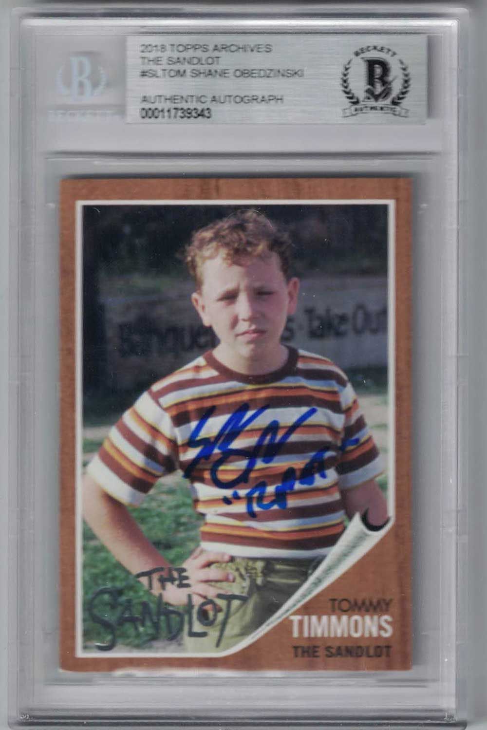 Shane Obedzinski Signed Sandlot 2018 Topps Archives Card Repeat BAS Slab