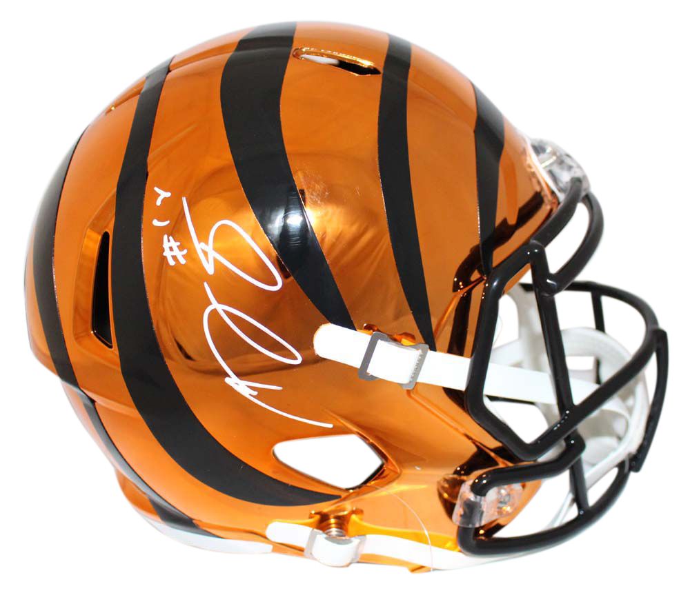 AJ Green Autographed Cincinnati Bengals Chrome Replica Helmet BAS