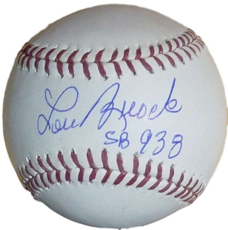 Lou Brock Autographed St. Louis Cardinals OML baseball 938 SB JSA