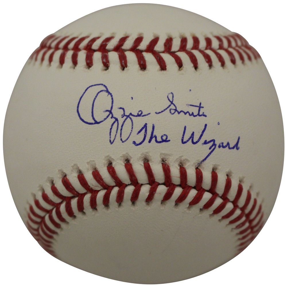 Ozzie Smith Autographed St Louis Cardinals OML Baseball Wizard FAN
