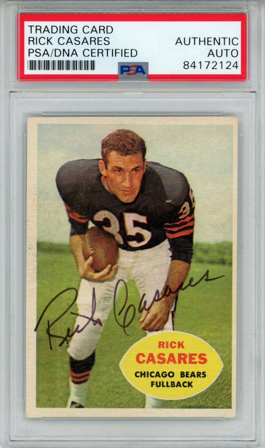 Rick Casares Autographed/Signed 1960 Topps #13 Trading Card PSA Slab