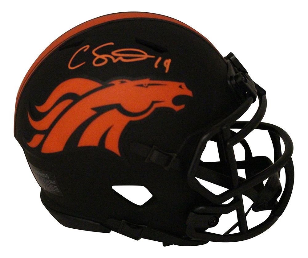 Courtland Sutton Autographed Denver Broncos Eclipse Mini Helmet JSA