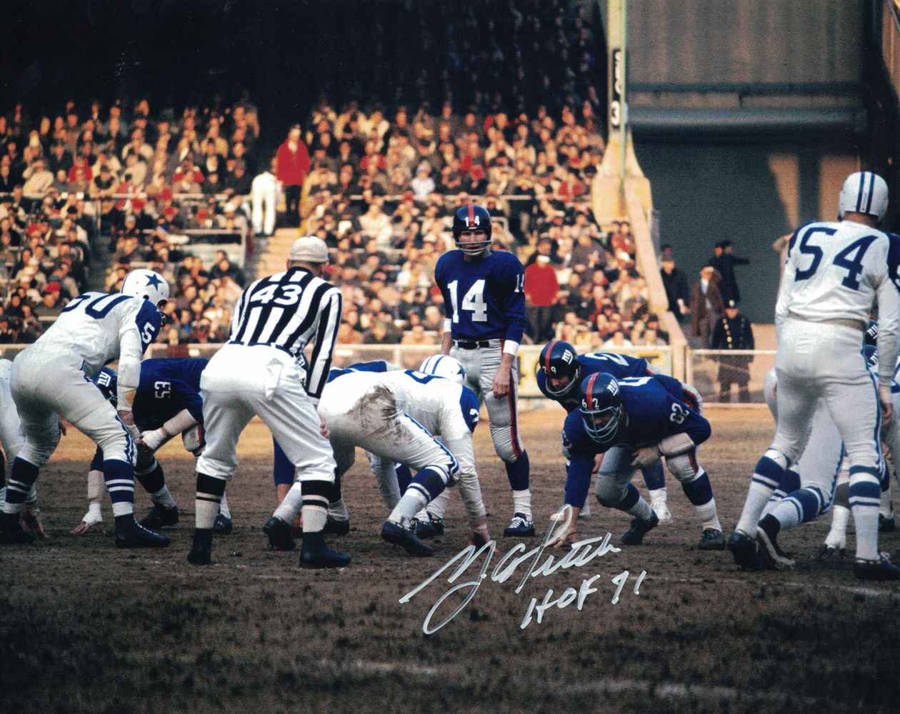 YA Tittle Autographed/Signed New York Giants 8x10 Photo HOF