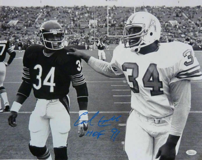 Earl Campbell Autographed Houston Oilers 16x20 Photo w/Walter Payton &amp; JSA