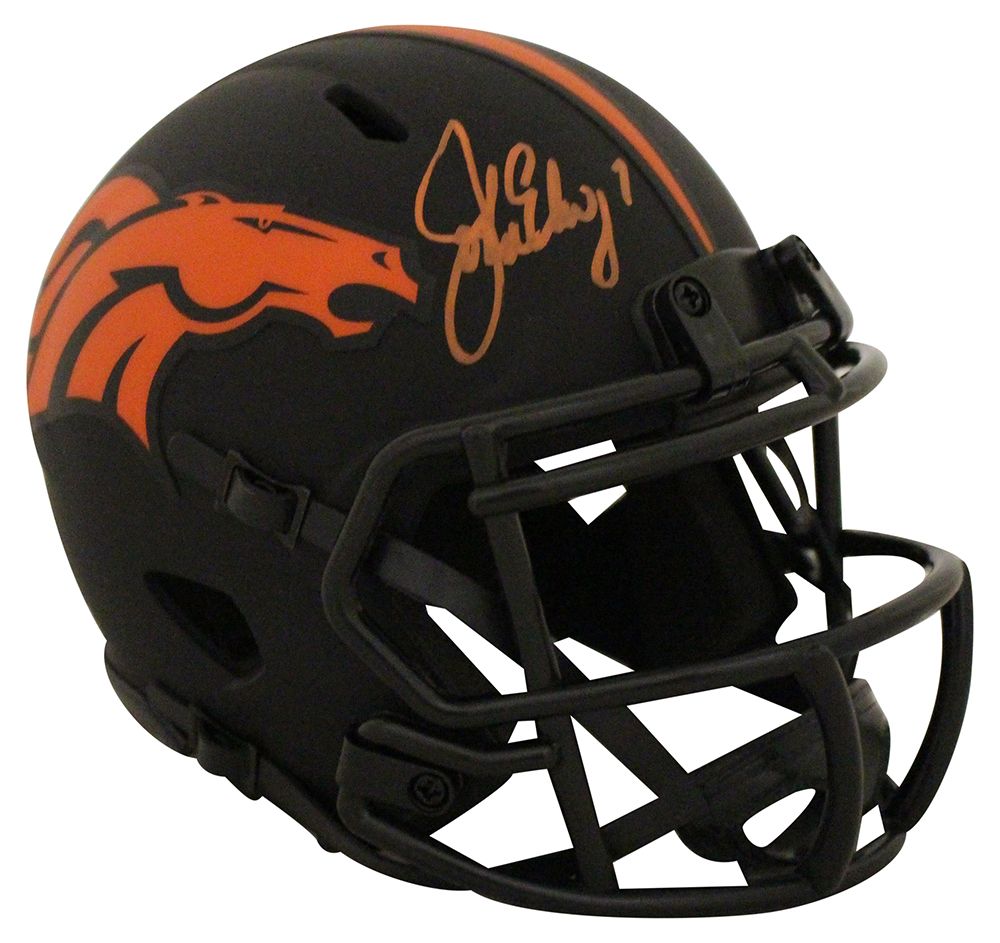 John Elway Autographed/Signed Denver Broncos Eclipse Mini Helmet BAS