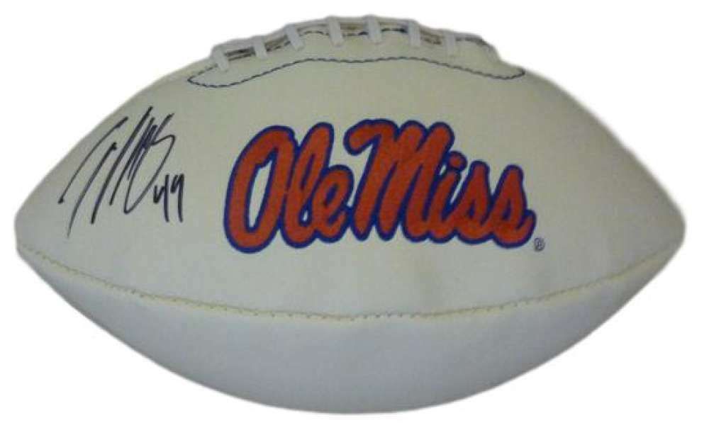 Patrick Willis Autographed Ole Miss Rebels white panel football JSA