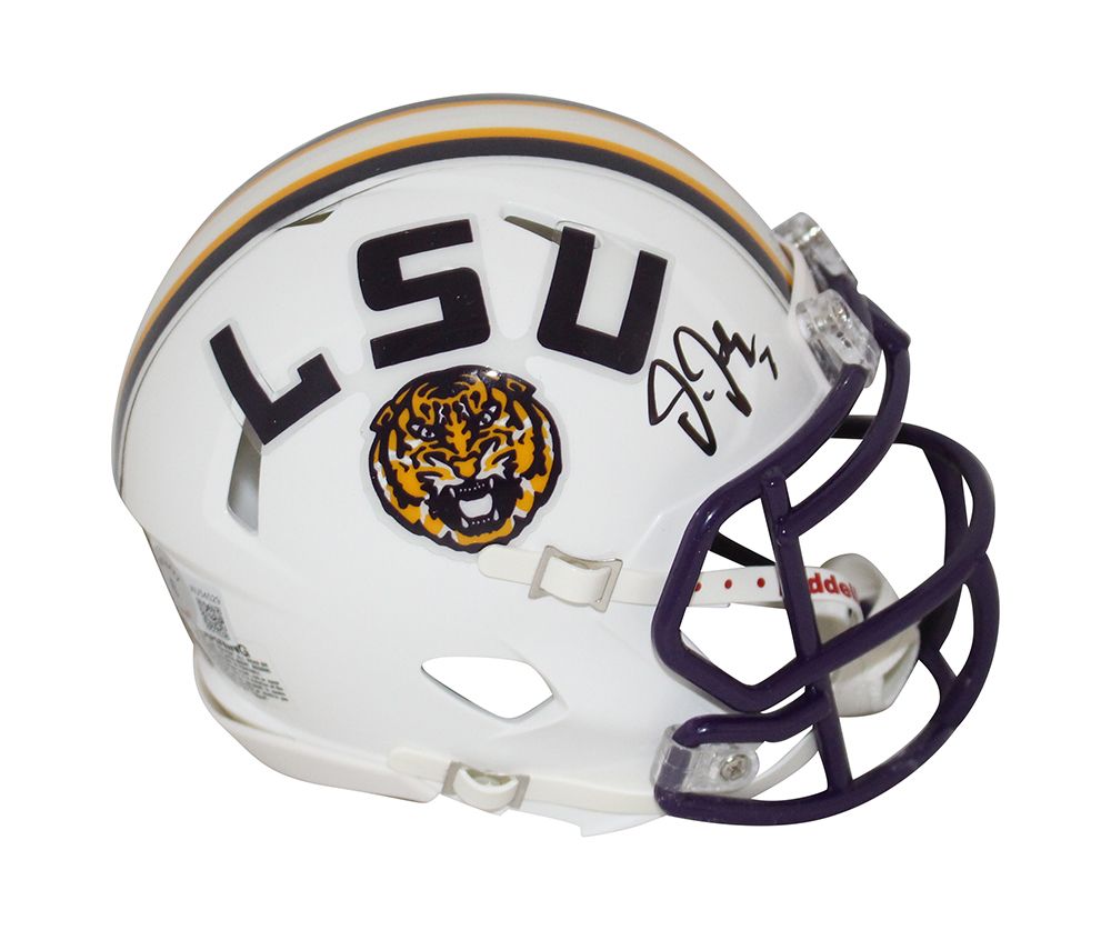 Justin Jefferson Autographed LSU Tigers White Speed Mini Helmet BAS