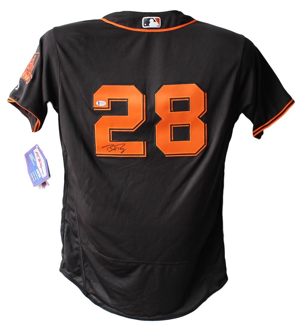 Buster Posey Autographed San Francisco 49ers Majestic 44 Black Jersey BAS