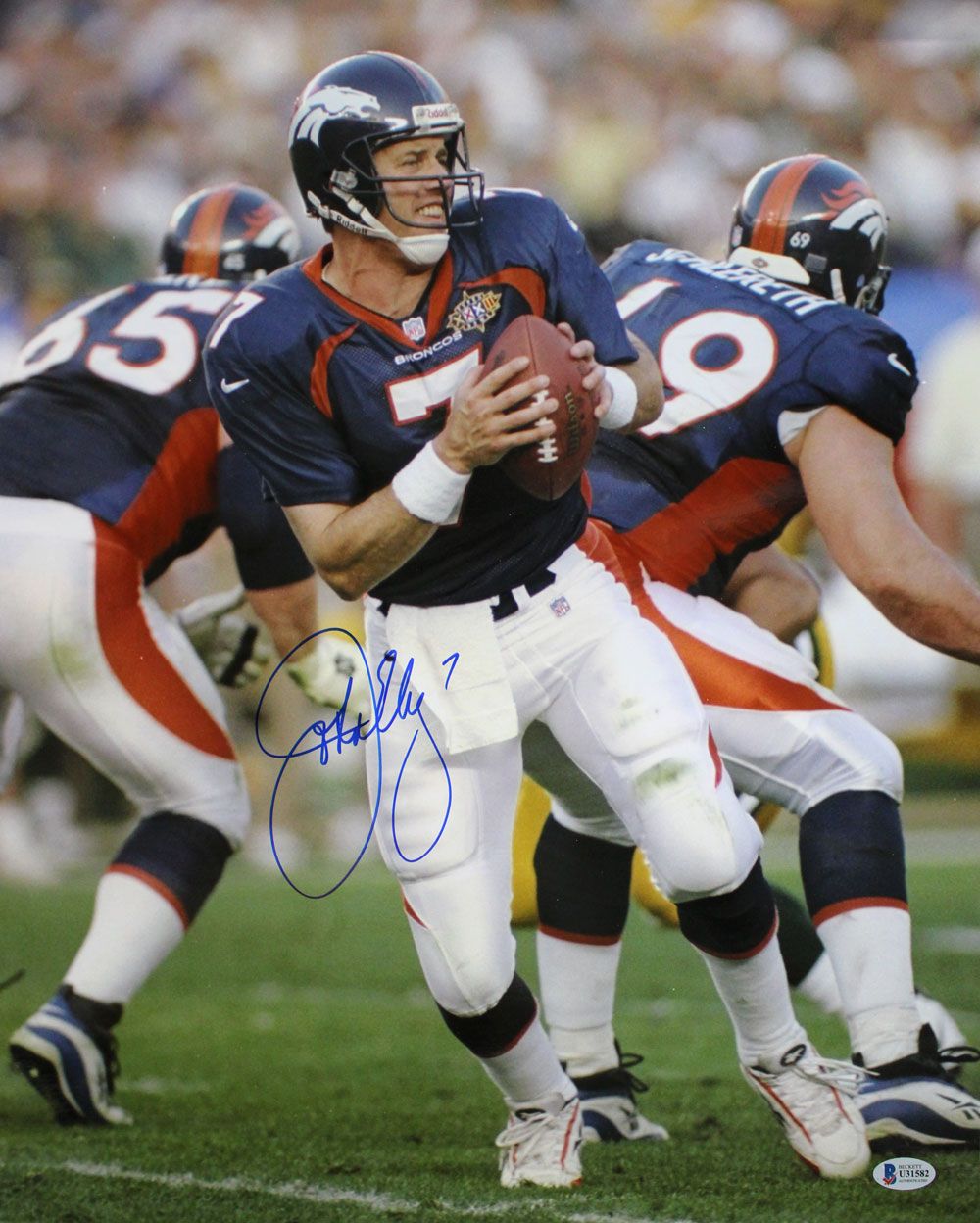 John Elway Autographed/Signed Denver Broncos 16x20 Photo BAS