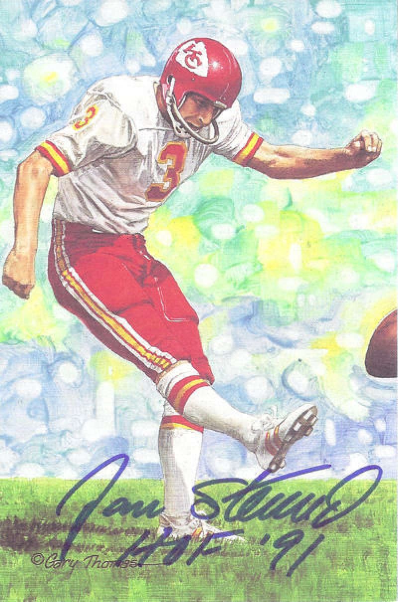 Jan Stenerud Autographed Goal Line Art Card Blue HOF JSA