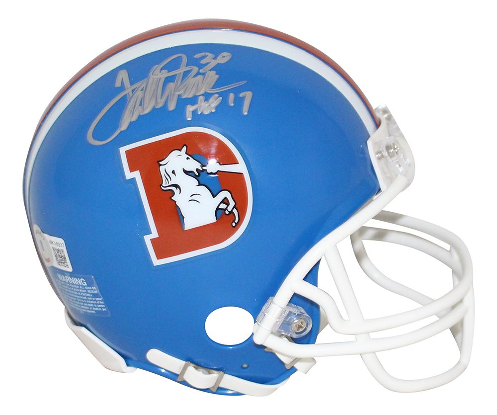Terrell Davis Autographed Denver Broncos D Logo Mini Helmet HOF BAS