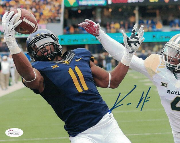 Kevin White Autographed West Virginia 8x10 Photo One Hand Close JSA
