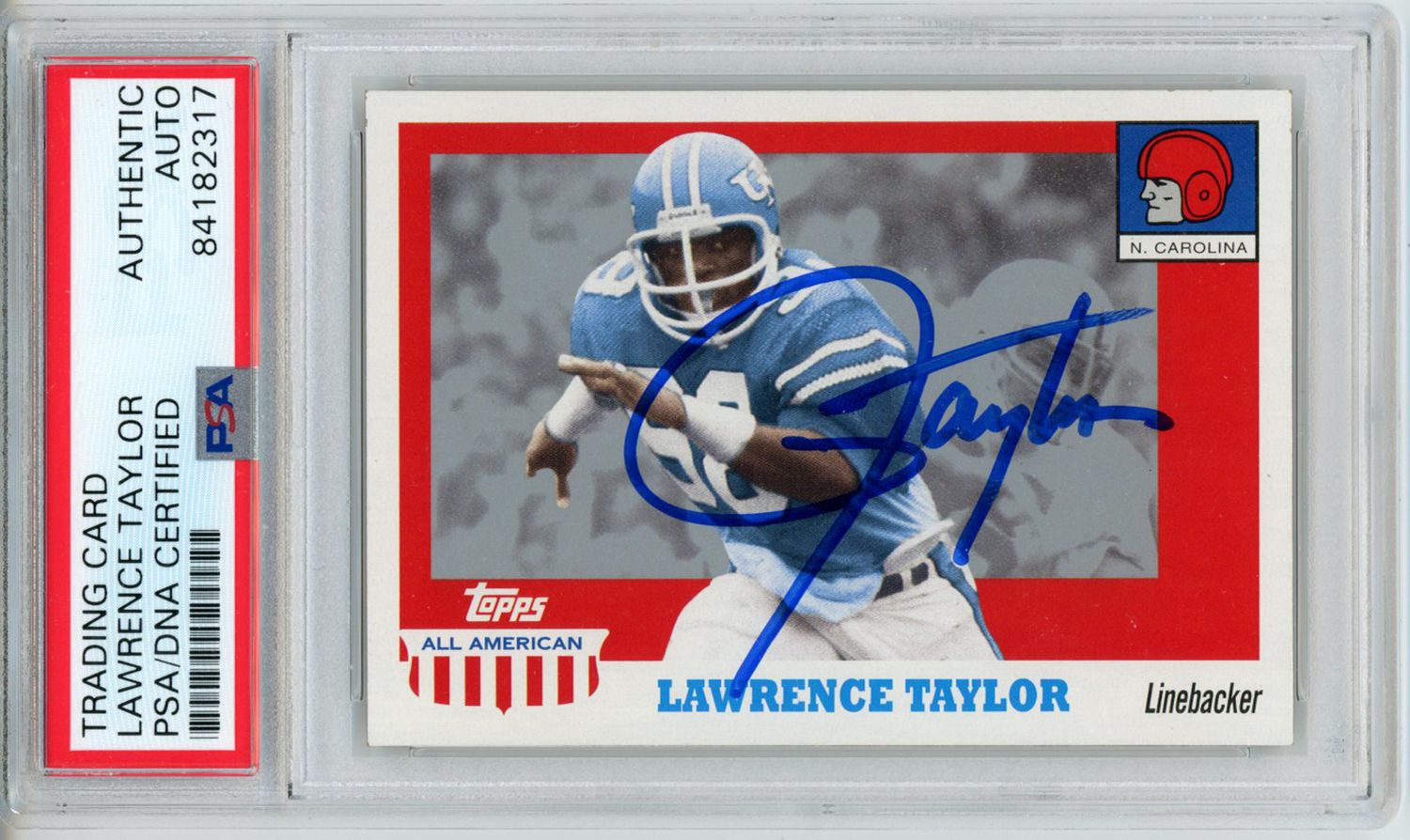 Lawrence Taylor Autographed 2005 Topps All American Trading Card PSA Slab