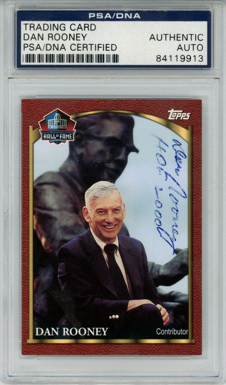Dan Rooney Autographed/Signed 2000 Topps Trading Card PSA Slab
