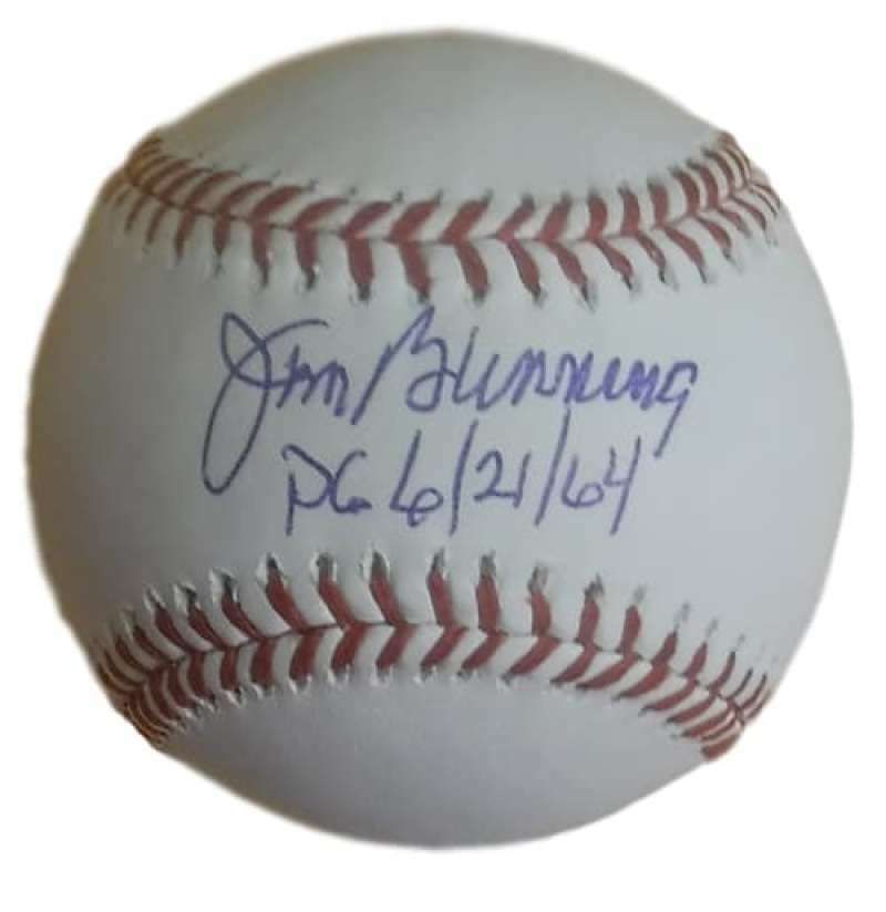 Jim Bunning Autographed Phillies/Tigers OML Baseball PG JSA