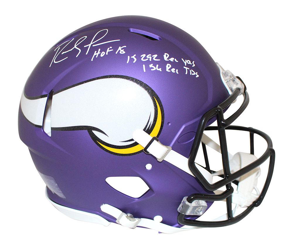 Randy Moss Signed Minnesota Vikings Authentic Speed Helmet 3 Insc BAS