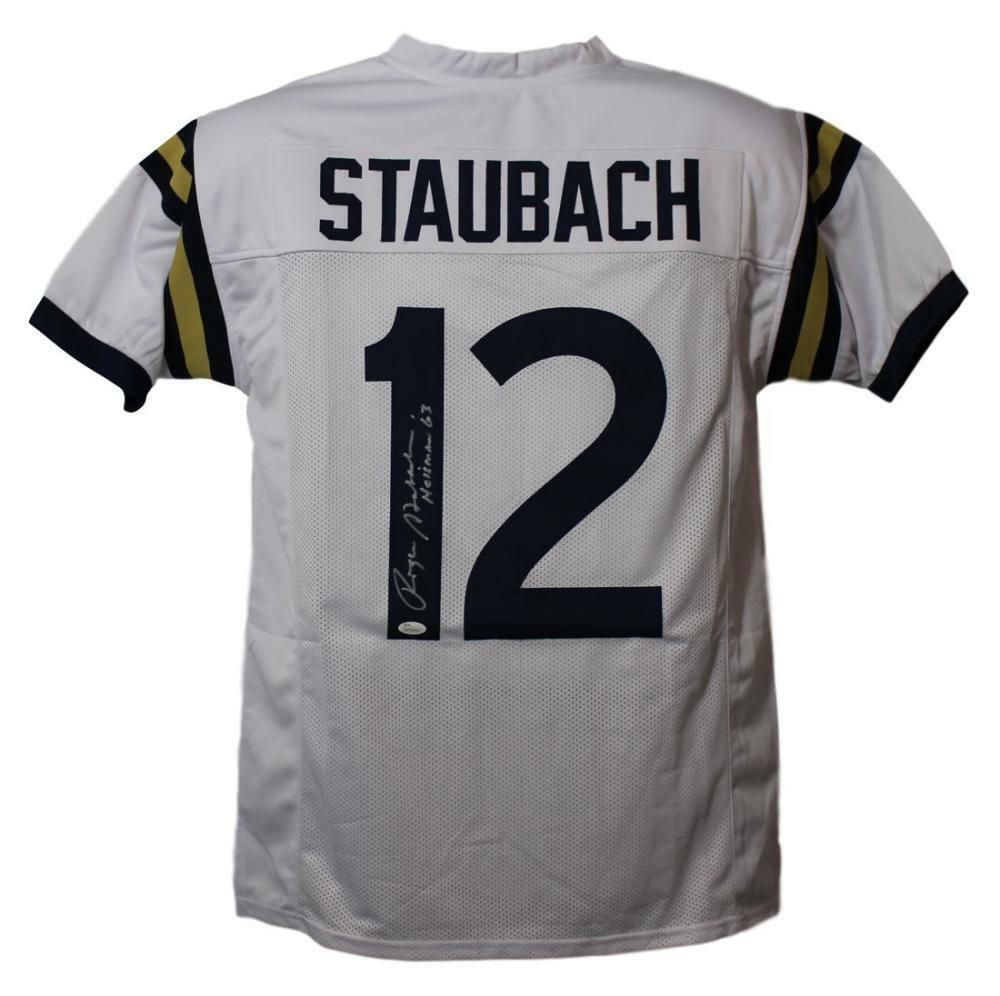 Roger Staubach Autographed Navy Midshipmen White XL Jersey Heisman 63 JSA