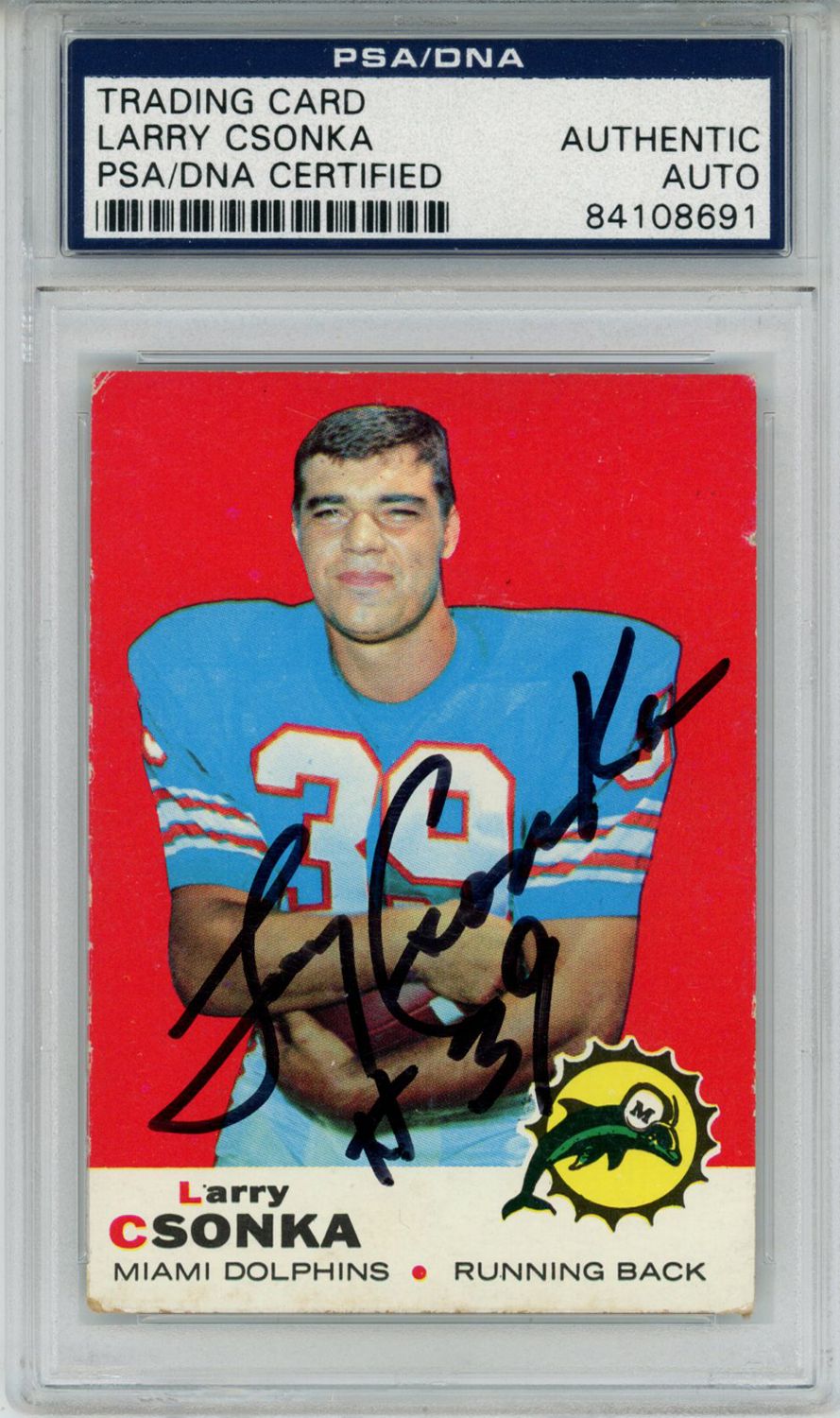 Franco Harris Autographed/Signed 1974 Topps #220 Trading Card PSA Slab
