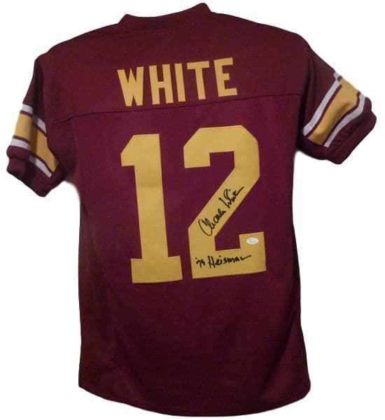 Charles White Autographed USC Trojans size XL red jersey Heisman JSA