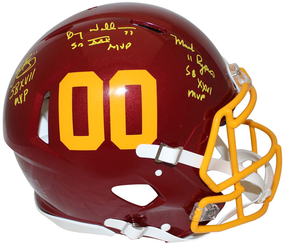 Riggins Rypien &amp; Williams Signed WFT Authentic Speed Helmet Beckett