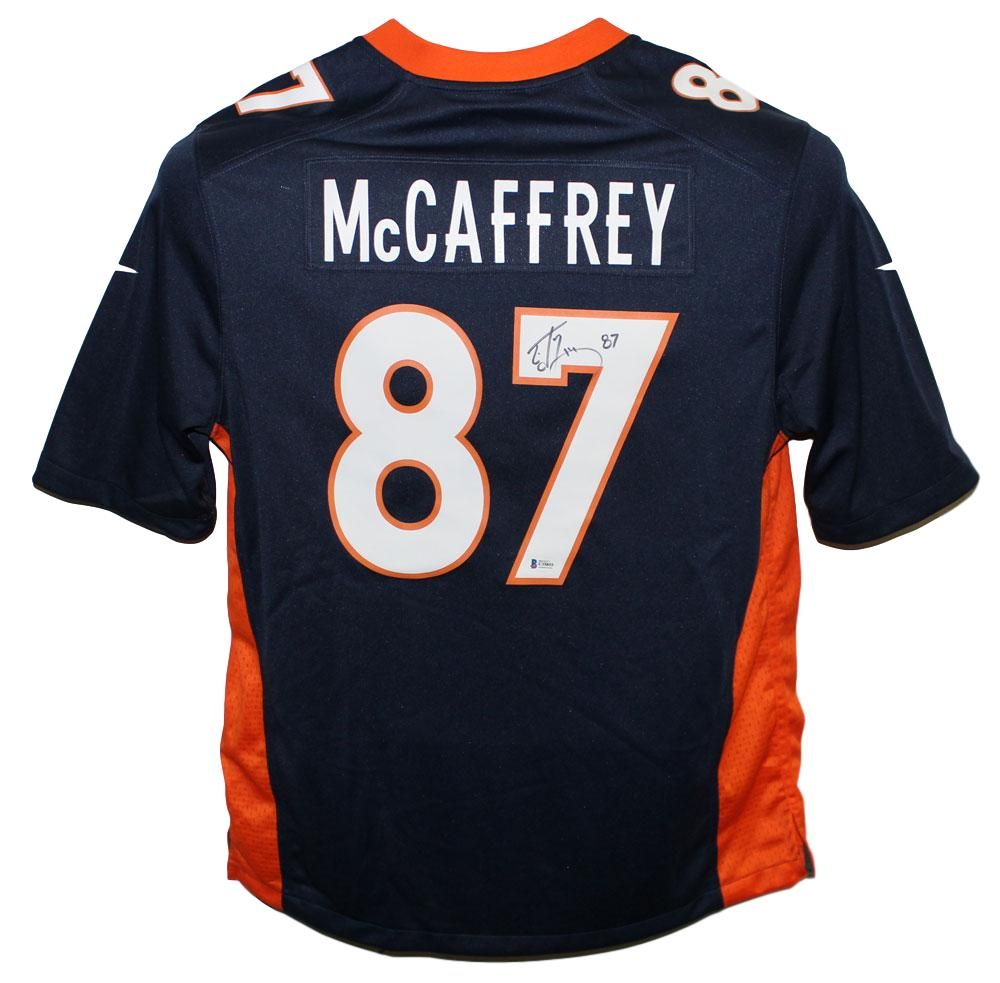 Ed McCaffrey Autographed/Signed Denver Broncos Nike Blue L Jersey BAS