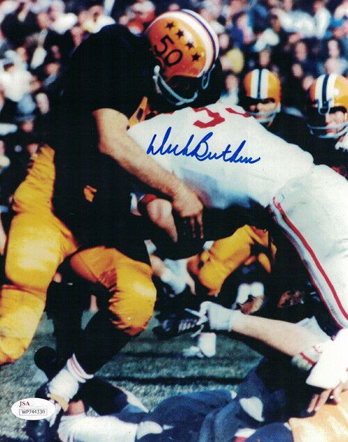 Dick Butkus Autographed Illinois Fighting Illini 8x10 Photo in Blue JSA