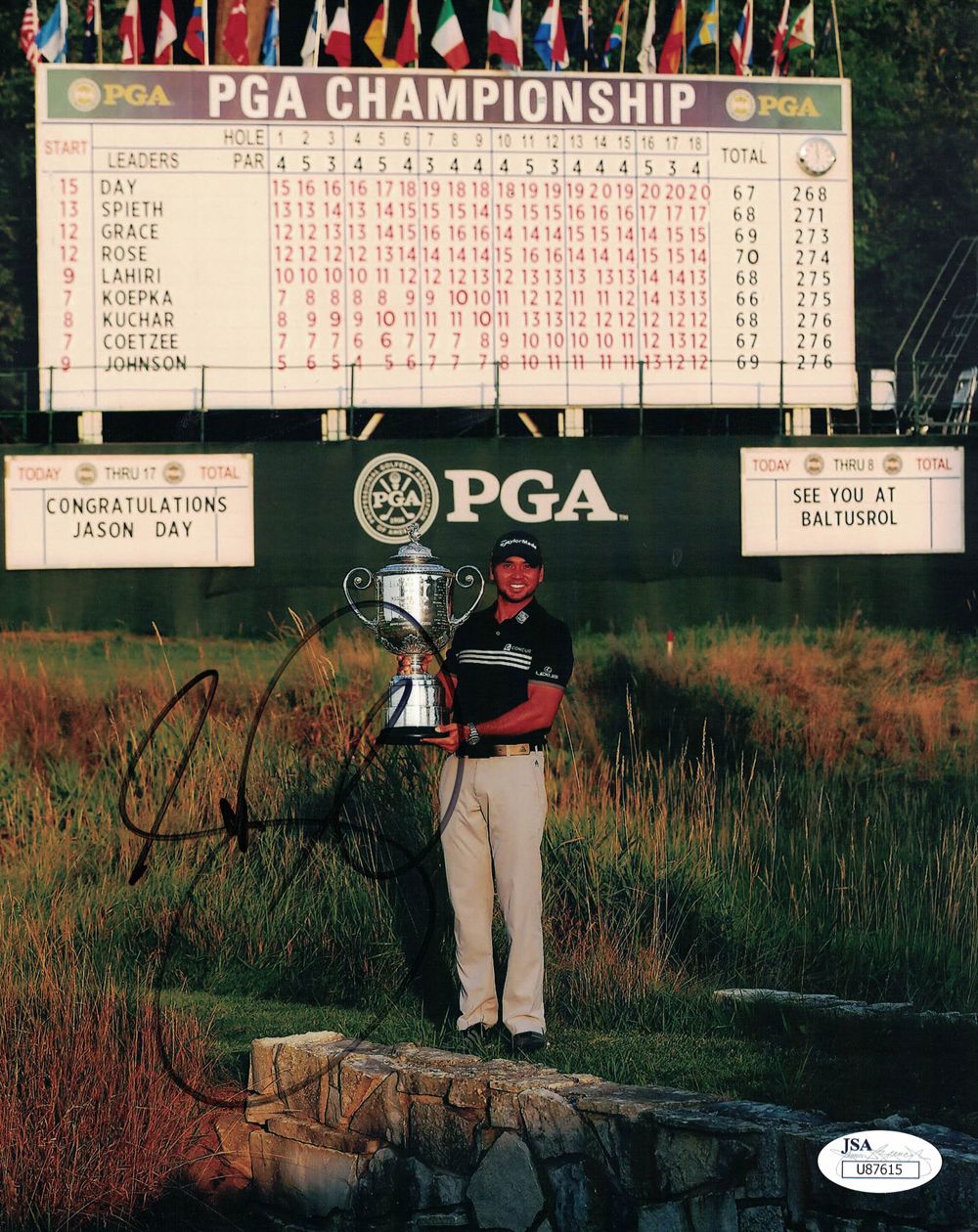 Jason Day Autographed/Signed PGA Championship Golf 8x10 Photo JSA