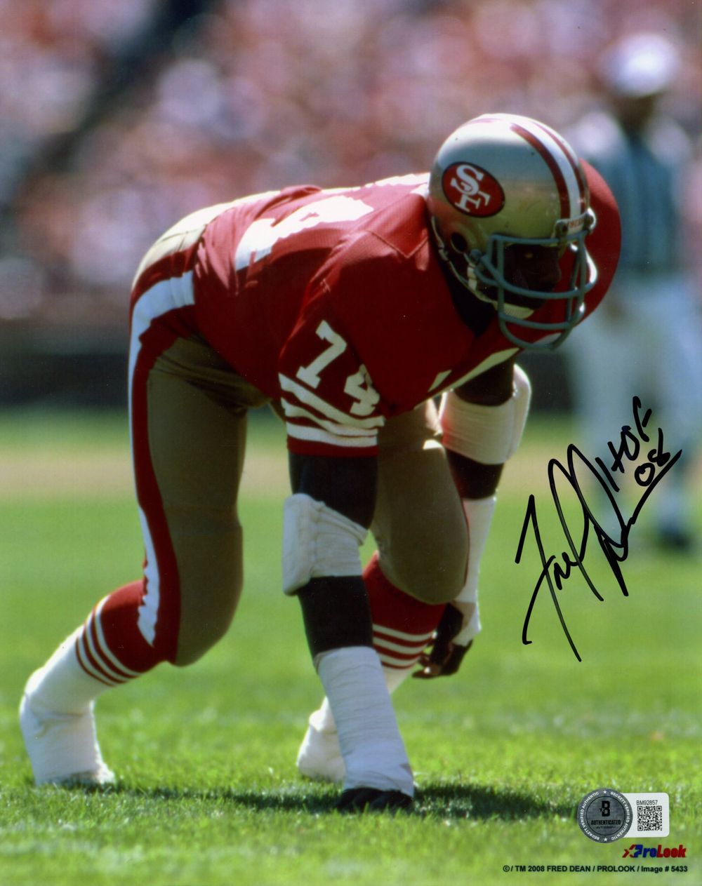 Fred Dean Autographed San Francisco 49ers 8x10 Photo HOF Beckett 45151