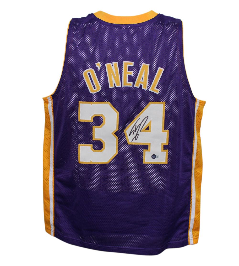 Shaquille O&#39;Neal Autographed/Signed Pro Style Purple XL Jersey Beckett