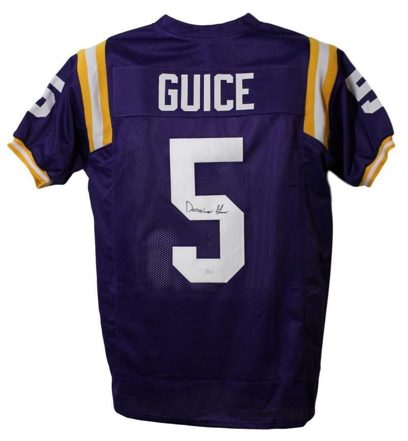 Derrius Guice Autographed LSU Tigers Purple XL Jersey JSA