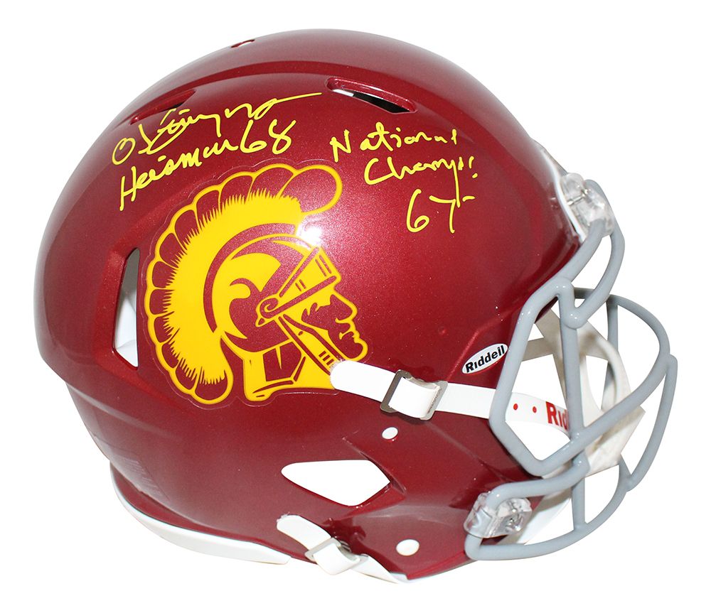 O.J. Simpson Autographed USC Trojans Authentic Speed Helmet 2 Insc JSA