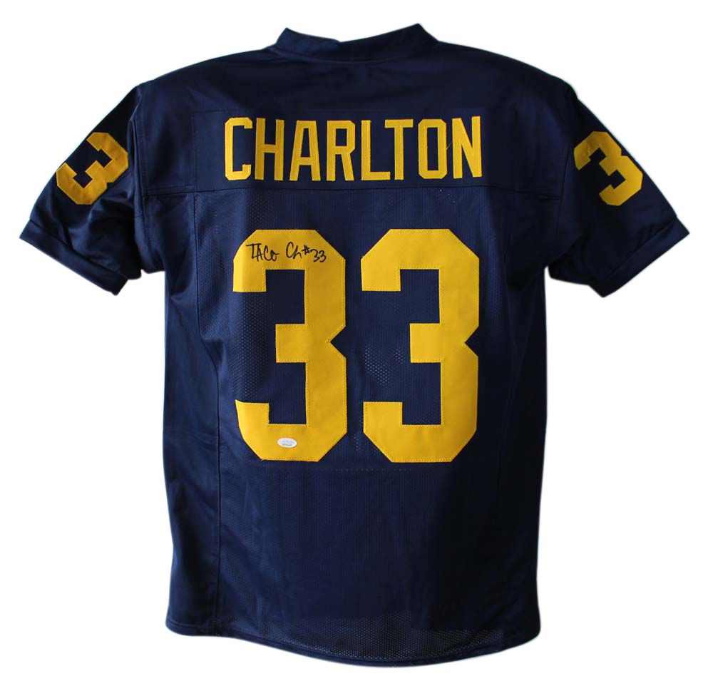 Taco Charlton Autographed Michigan Wolverines Blue XL Jersey JSA
