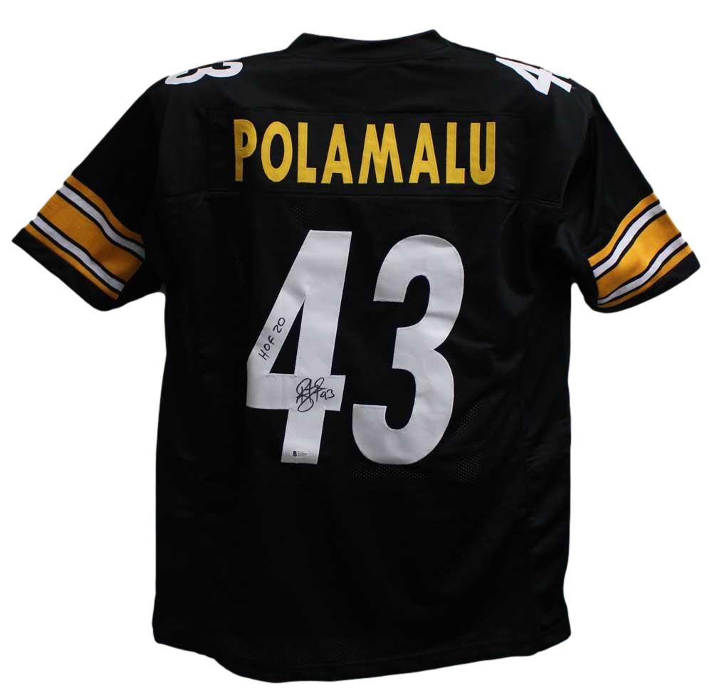 Troy Polamalu Autographed/Signed Pro Style Black XL Jersey HOF BAS