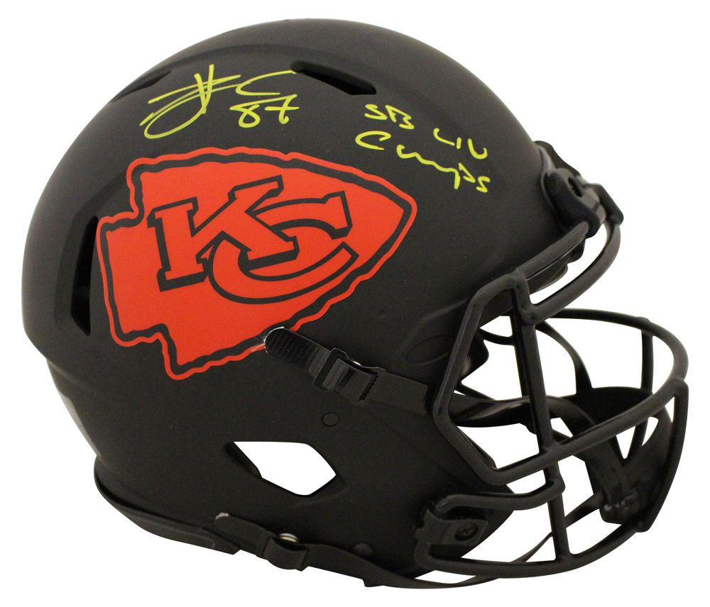 Travis Kelce Signed Kansas City Chiefs Authentic Eclipse Helmet Champs BAS