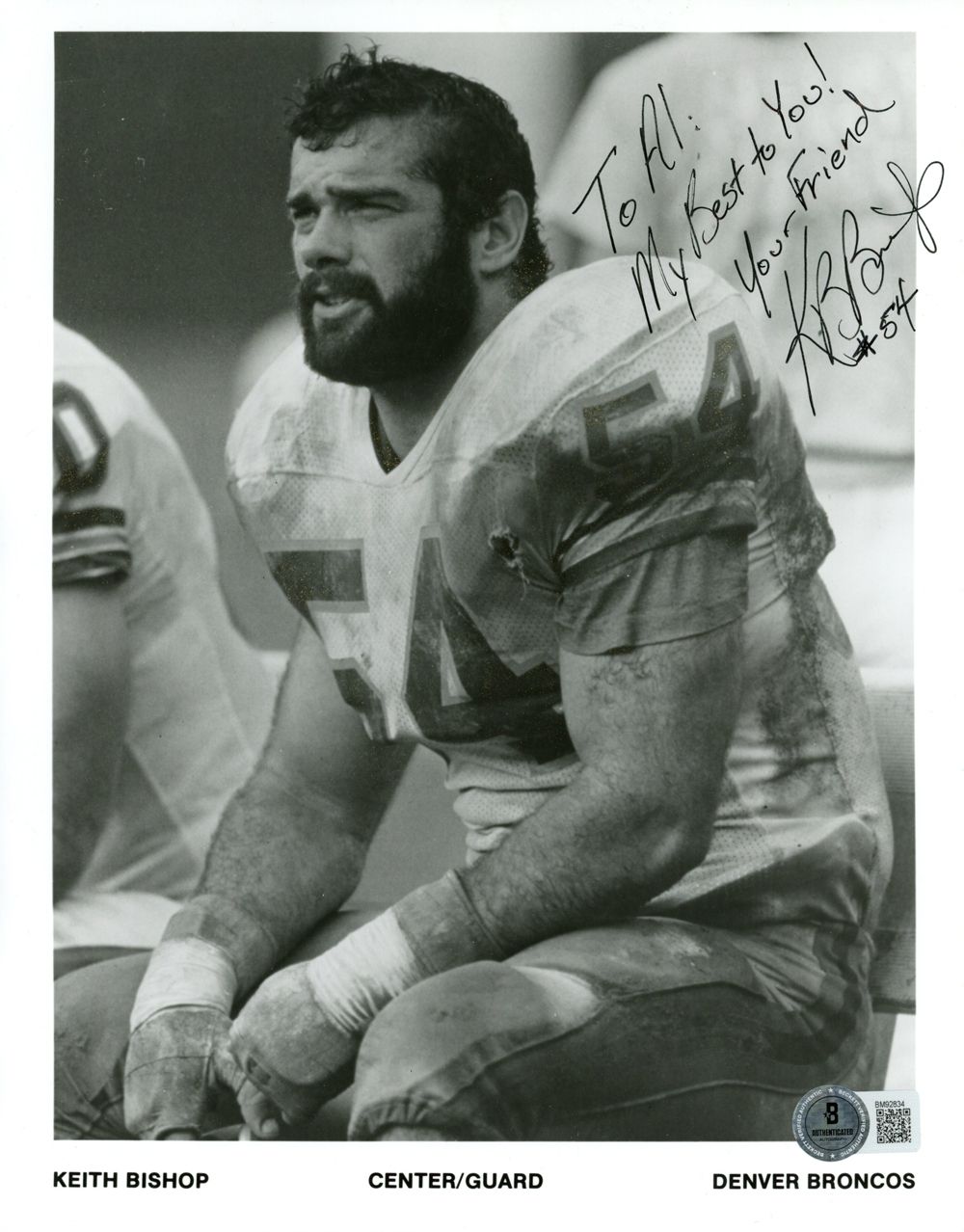 Keith Bishop Signed Denver Broncos 8x10 Photo Your Friend Beckett 45198
