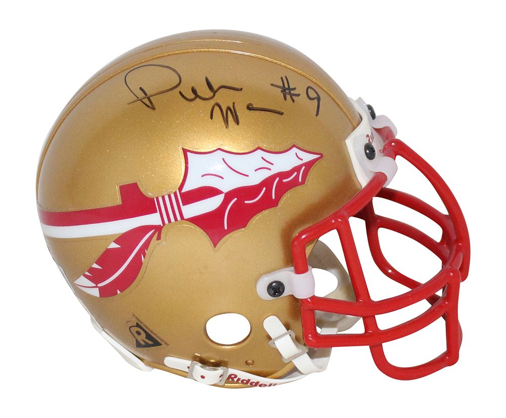 Peter Warrick Signed Florida State Seminoles TB Mini Helmet Beckett BAS