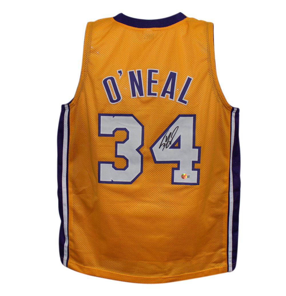 Shaquille O&#39;Neal Autographed/Signed Pro Style Yellow XL Jersey Beckett