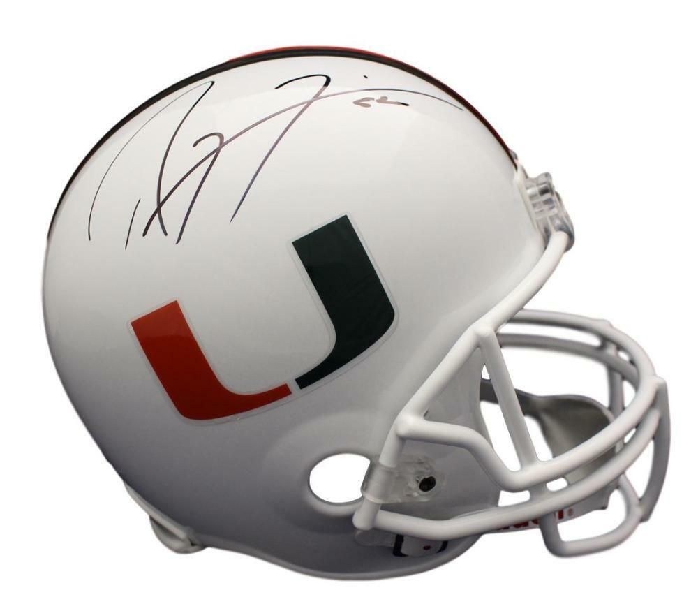Ray Lewis Autographed Miami Hurricanes Replica Helmet JSA