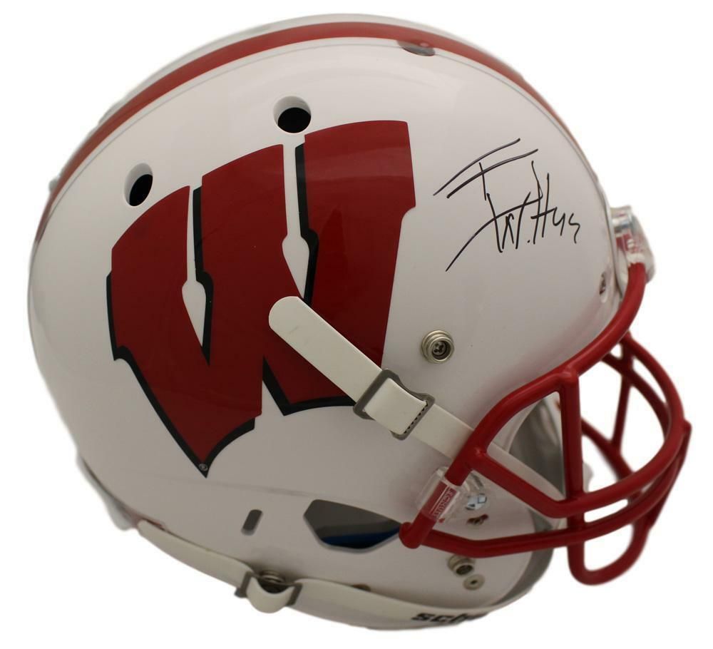 TJ Watt Autographed Wisconsin Badgers Schutt White Replica Helmet JSA