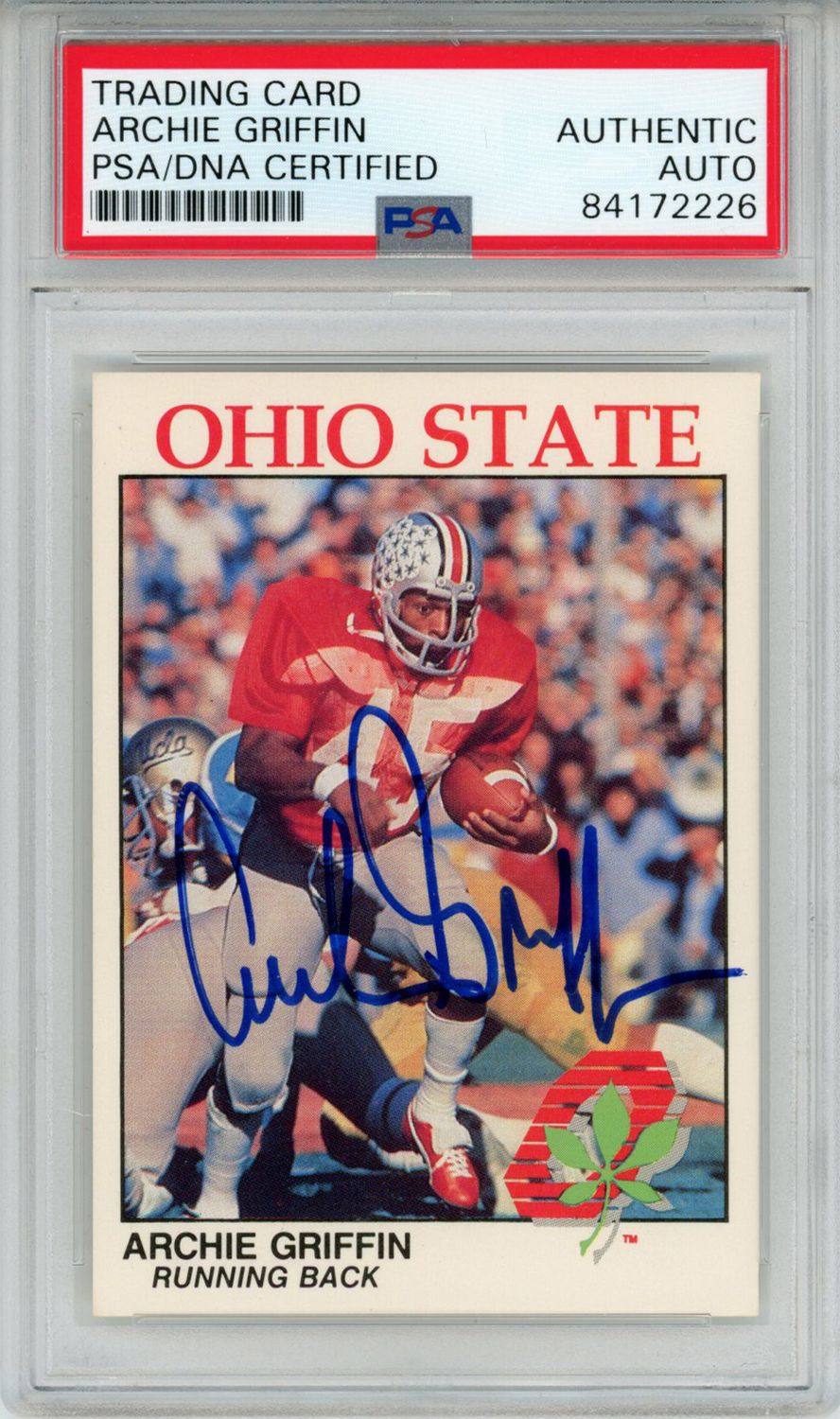 Archie Griffin Autographed/Signed 1988 Kroger Trading Card PSA Slab