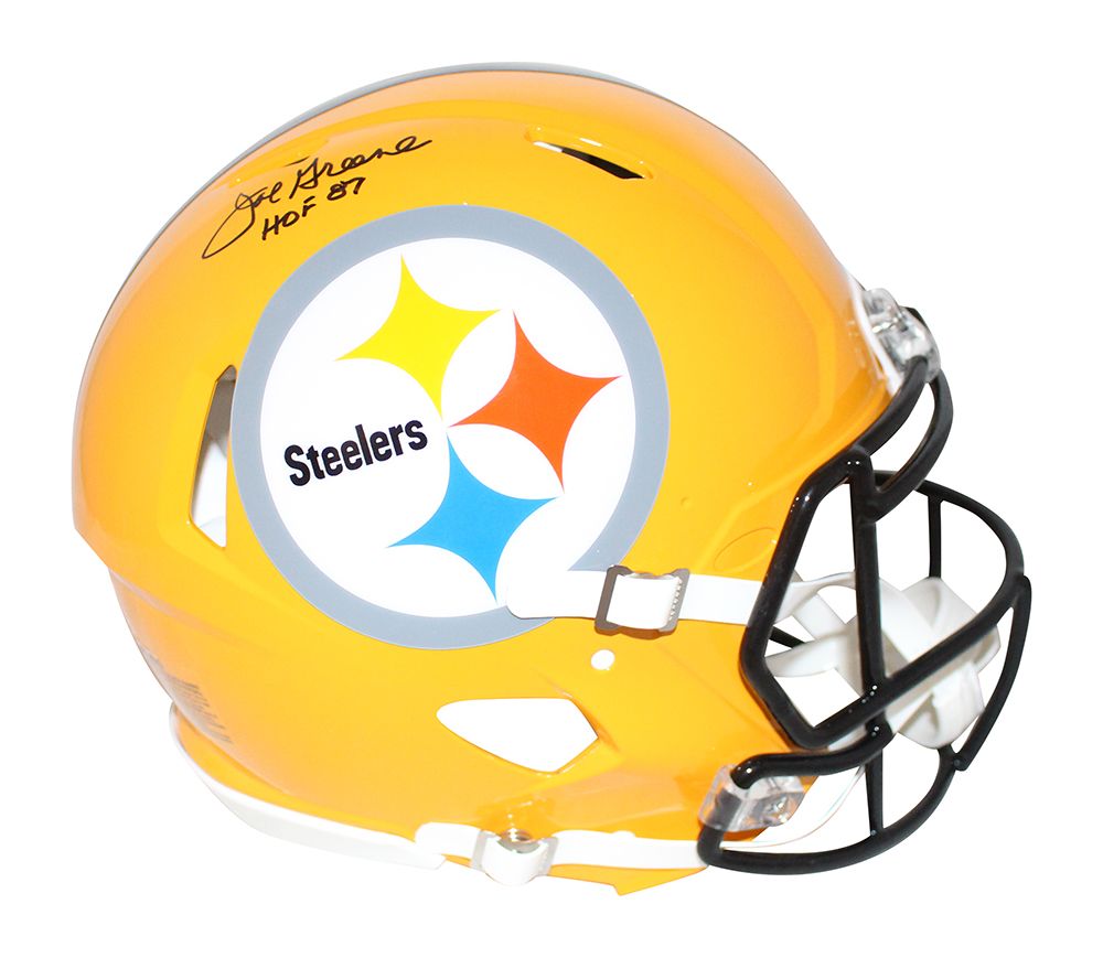 Joe Greene Signed Pittsburgh Steelers Authentic Gold Speed Helmet HOF BAS