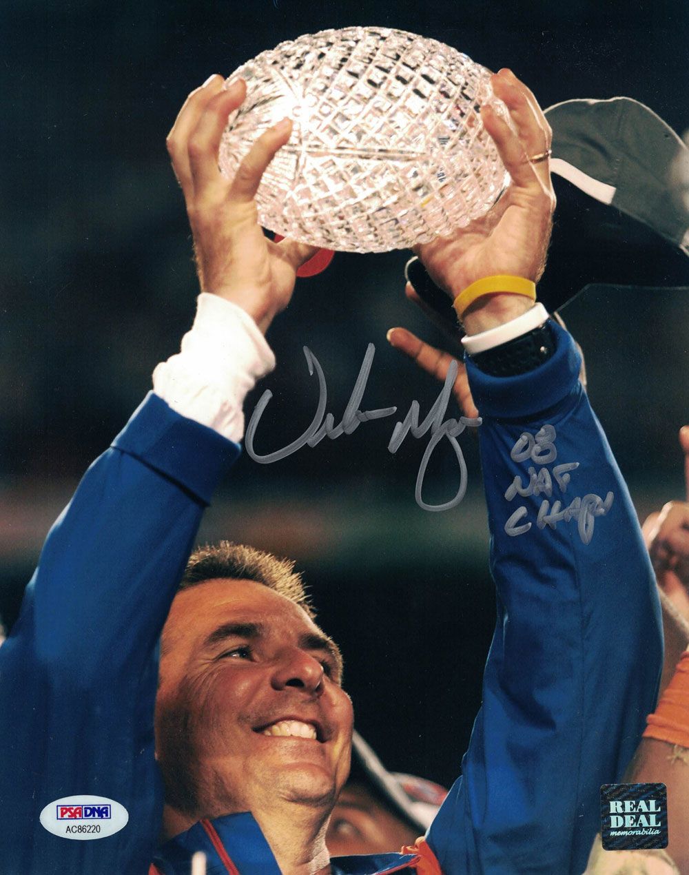 Urban Meyer Autographed/Signed Florida Gators 8x10 Photo Natl Champs PSA