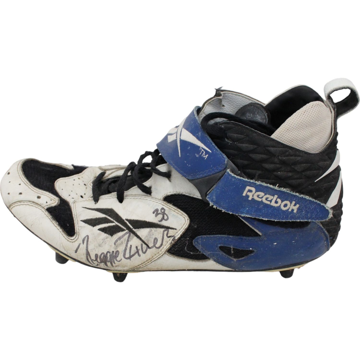 Reggie Rivers Signed Game Used Reebok Sz 13 Cleat Left Foot Beckett 44723