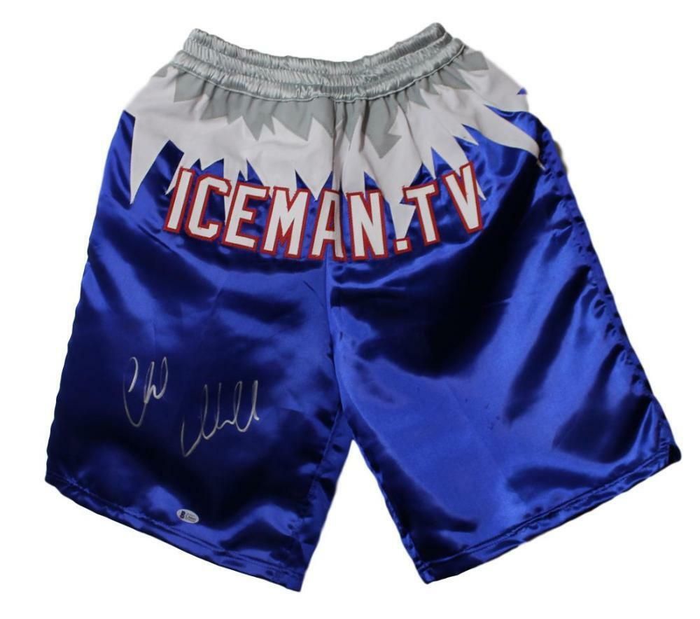 Chuck Liddell Autographed UFC Blue Iceman Trunks BAS
