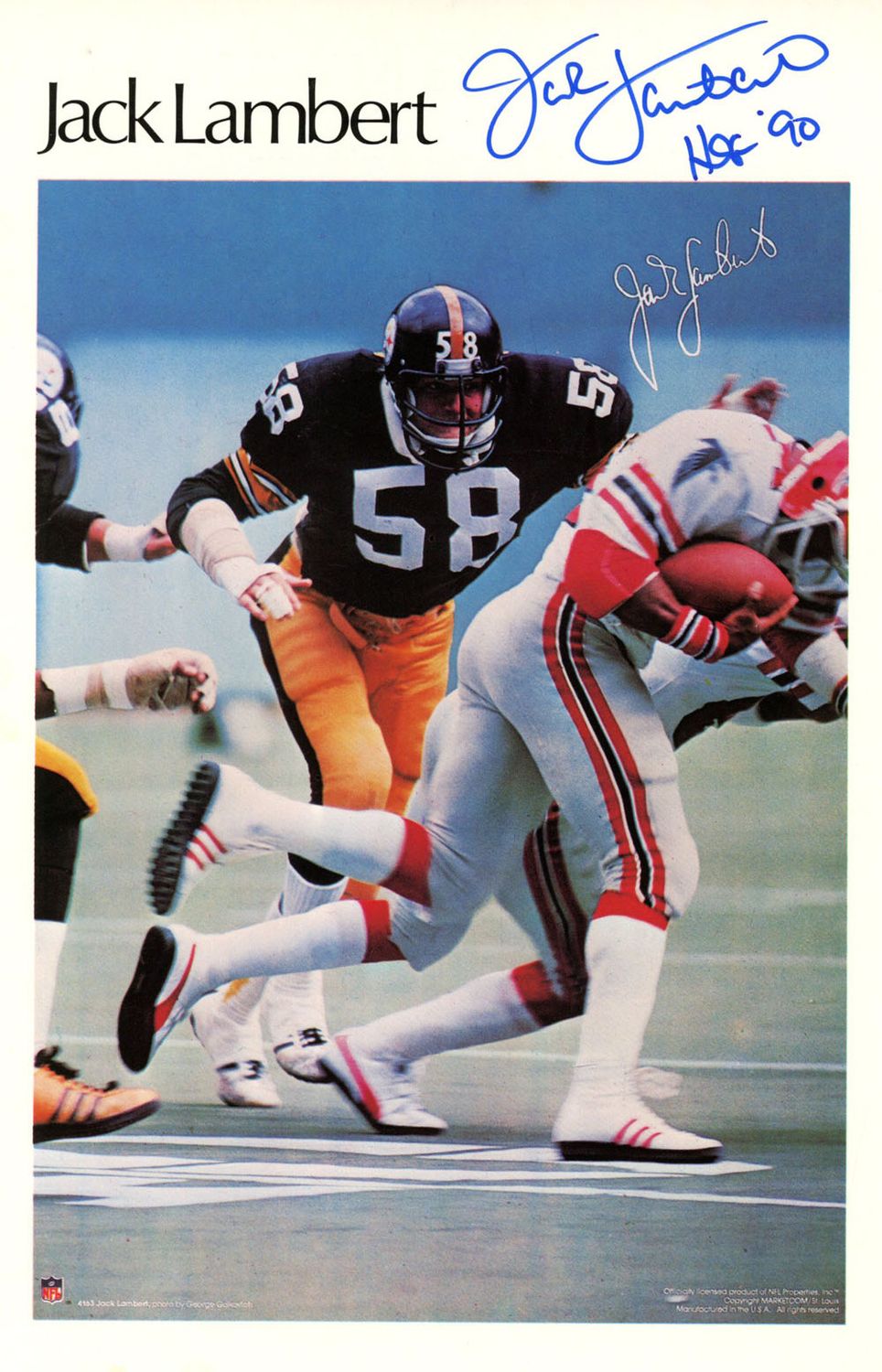 Jack Lambert Autographed Pittsburgh Steelers Mini Poster HOF JSA 46186