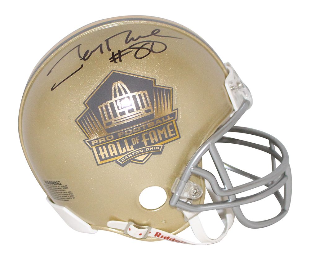 Jerry Rice Signed San Francisco 49ers Hall Of Fame Gold Mini Helmet JSA